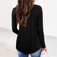 Bluze za žene Ženske vune s dugim rukavima V-izrez T-majice pamuk plus veličine Tunički vrhovi klauzula