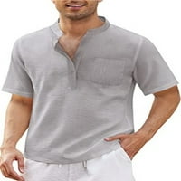 Groanlook muškarci vrši majicu s kratkim rukavima na majici majica MENS Basic bluza Havajski Henley