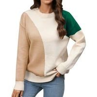 Tosmy Ženski džemperi Žene Boja Blok Crew vrat Duks dugih rukava Ležerni džemper za žene