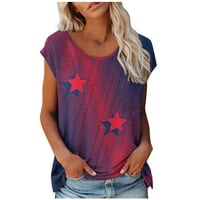 Ljetni vrhovi za žene kratki rukav okrugli bluze i košulje za prodaju - prodaja 4. jula uzorka casual