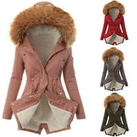 Ženska zimska parkanska jakna za jaknu Soft Fleece topli kaput sive veličine 3xl