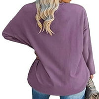 Sanviglor Ladies Tee Solid Color T majica obična majica Casual Tunic bluza Loungeward Pulover Purple