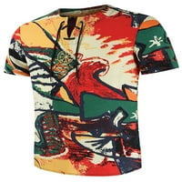 Niuer Ljeto pamučna posteljina Henley majica za muškarce casual s kratkim rukavima Hipie Hawaiian majica