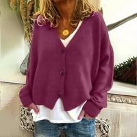 FESFESFES Clearence ženske bluze u boji, ležerna majica s dugim rukavima V izrez Pleteni kardigan džemper