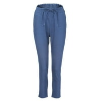 Teretne pantalone Žene Baggy elastični visoki struk plave traperice traperice elastične hlače visoke