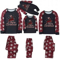 Božićne pidžame za porodicu Slatka elk Reindeer Print Red Plaid Porodični Xmas PJS Podudaranje za odmor