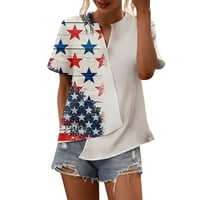 Žene Thirts Neovisnosti Dnevni bluza Patchwork Color tiskana V-izrez Nepravilna majica Top Party Ladies