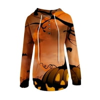 Trendna odjeća Stalna odjeća Ženska casual vintage Print Dugme dugme Dugluk Duks dukseri Narančasti