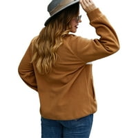 Askfv ženska prevelika boja u boji dugih rukava modni jakni kaput za toplu zimu