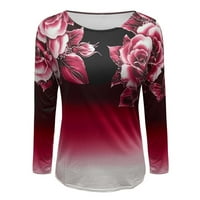 Ženski vrhovi dugih rukava Labavi okrugli vrat pulover ruže ružičasta majica casual majica