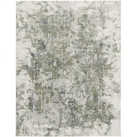 Homeroots Ft. Zeleno siva i bjelokosti apstraktni tepih za pravokutni tepih otporan na mrlje i bjelokosti