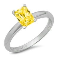 CT sjajan smaragdni rez simulirani žuti dijamant 14k bijeli zlatni pasijans prsten sz 9.75