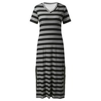 Efsteb Maxi haljine za žensko čišćenje prugastog ispisa Ležerne prilike splitske haljine Ljetne trendi