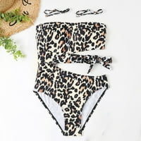 Leopard Print kupaći kostim za žene Bandeau bikini s ramena bez rukava bez rukava od kupaćih kostima