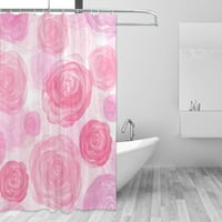 Ružičaste ruže Duge tušske zavjese, vodootporna ponderirana zavjesa u kupaonici s plastičnom kukom