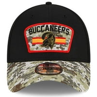 Muška nova era Black Camo Tampa Bay Buccaneers Salute za uslugu Povijesni logo 39Terty Fle Hat