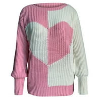 Symoid pulover džemperi za žene - pulover dugih rukava, ležerna posadna ramena na rame s punim pletenim
