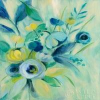 Elegantni plavi cvjetni poster Print Silvia Vassileva