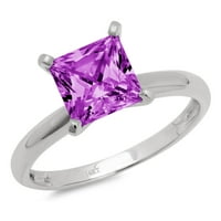 CT briljantna princeza Clear Simulirani dijamant 18k bijeli zlatni pasijans prsten sz 6.75