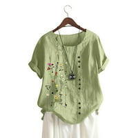 Grafički tinejdžeri za žene Žene Žene Ležerne prilike sa labavim dugme Plus veličina Print Boho tanic košulja Bluza Obuci Žene Green