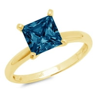 0,5CT Princess Cut Prirodni London Blue Topaz 18K žuta zlatna godišnjica Angažovane prstene veličine