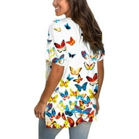 Ženske vrhove V-izrez cvjetne bluze casual ženske majice s kratkim rukavima ljetni višebojni l