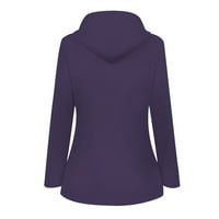 Ženska zimska jakna - puna zip dugih rukava topla zimska jakna Outerwear Solid Turtleneck Overcoat Purple