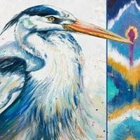 Blue Heron Ikat i Poster Print Patricia Pinto