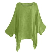 Majice Odeerbi za žene Modni majica kratkih rukava s kratkim rukavima Čvrsta labava bluza Green