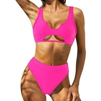 Badymincsl Women Bikini Solid šuplje izdužete dvodijelni kupaći kupaći kupaći odjeću