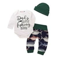 Uccdo Baby Boys Outfit Set Newborn Infant ROMper + Long Hlače šešir za šešir 0 meseci