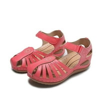 Lydiaunistar Ljetni dame cipele kline pete retro šuplje ležerne ženske sandale crvene 7,5