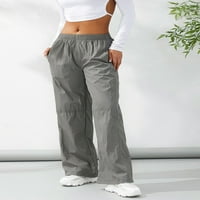 Ženske casual pantalone nacrtavanje elastičnih struka labave ravne noge Joggers hlače sa džepovima