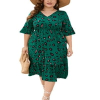 Luxplum ženske duge haljine pola rukava ljetne midi haljine V izrez za rec sandress boho boemian green