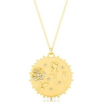 Dijamantna ruža ogrlica, 14K ogrlica od čvrstog zlata, poklon za djevojku, godišnjica poklona