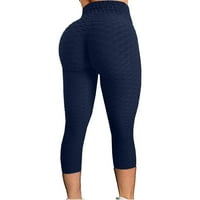 Xinqinghao Žene Bubble Solid Color Yoga Obrezane hlače Elastična struka Sportske hlače Moda Slim-Leg