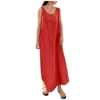 Haljine za žene Ležerne prilike za žensku datumu okrugli izrez Dužina bez rukava bez rukava crvena 4xl