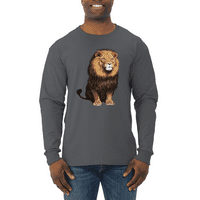 Slatka sjedi afrički lav životinjski ljubavnik muška majica dugih rukava