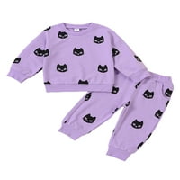 Djevojke za bebe dvodijelna odjeća za mačka s dugim rukavima dukserica sa elastičnim strukom Duksevi