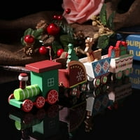 Božićni vlak obojen drvenim božićnim ukrasom Kid poklon igračke, Xmas tablica gornji ukras