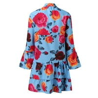 Omotajte labavu midi haljinu cvijet od tiskane haljine cvjetni podmetački rufffle bohemian maxi haljine