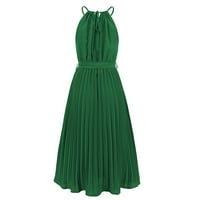 Žkozptok haljine za žene Ljeto casual halter haljina bez rukava bez rukava na plaži, zelena, l