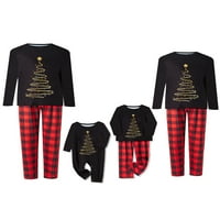 Porodica podudaranje božićne pidžame, Xmas Tree Ispis dugih rukava s elastičnim strukom plaćene uzorke
