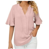 Ljetne casualske majice manžetna s labavim vratima VACT kratkim rukavima na vrhu boje za žene ružičaste