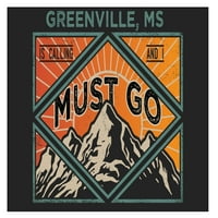 Greenville Mississippi 9x suvenir Drveni znak sa okvirom mora ići na dizajn