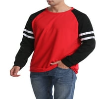 Hirigin Muškarci Raglan majica s dugim rukavima patchwork pulover okruglog vrata
