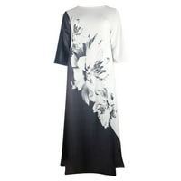 Shusuen Fashion Women Okrugli vrat Print Haljina Ležerne prilike Ležerne haljine s dugim haljinama za