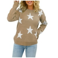 Ženske zvijezde grafički ispisani džemperi Tanak pričvršćivanje pulover dugih rukava, casual okruglog