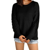 Ženski džemperi Dressing Ležerne prilike Pleteni džemperi Labavi dugi rukav pleteni džemper crni