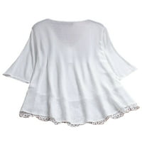 Glonme ženske bluze v vrhovi izreza izdubljene majice Holiday Tunic Majica Pleased prednja čipka bijela xxl